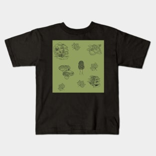 Woodland Mushrooms Sage 2 Kids T-Shirt